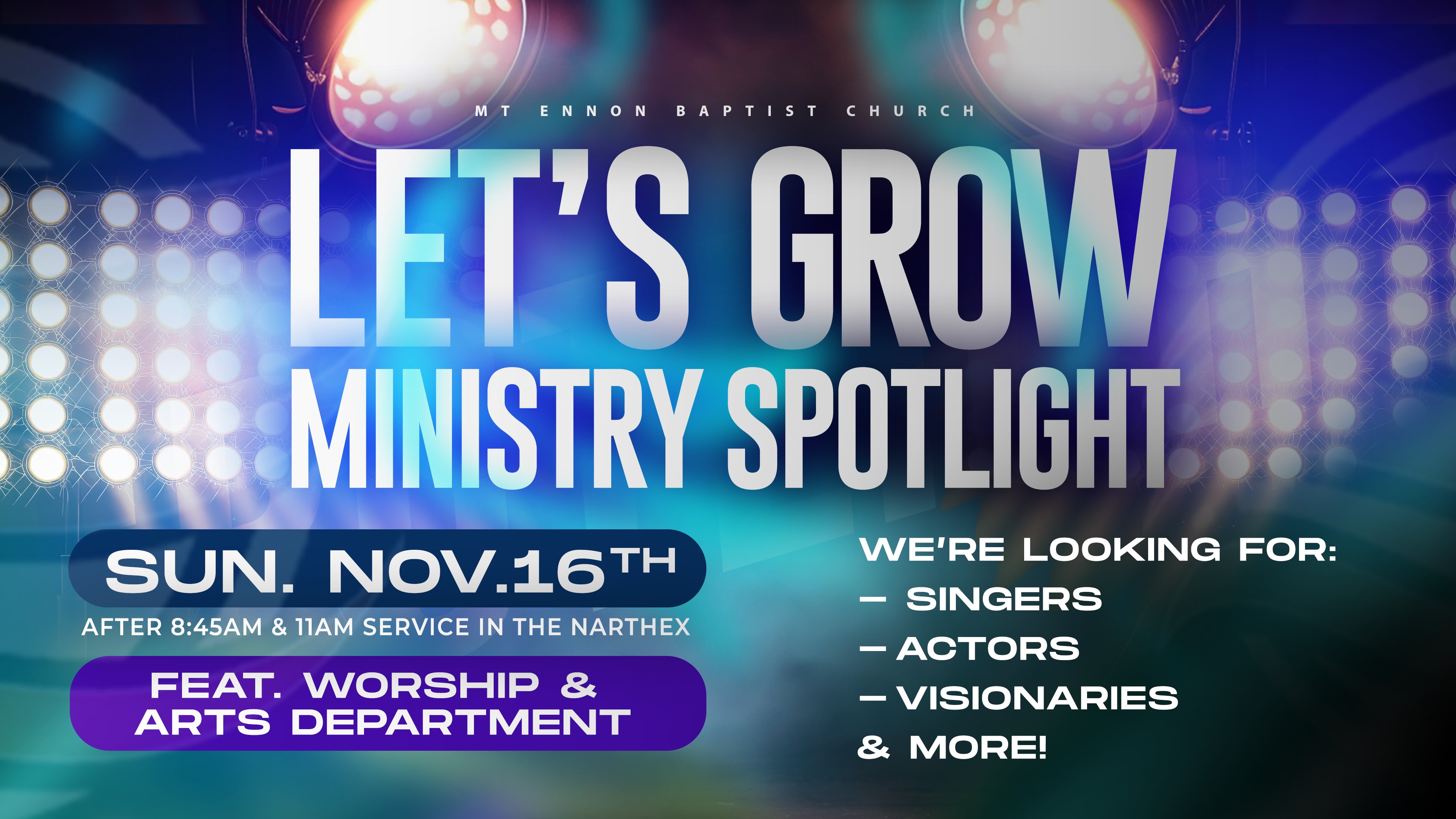 Let's Grow! Ministry Spotlight: Worship & Arts Dep